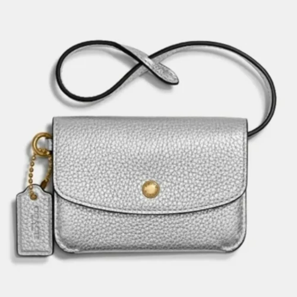 Coach Metallic Leather Card Case - Picture 1 of 8